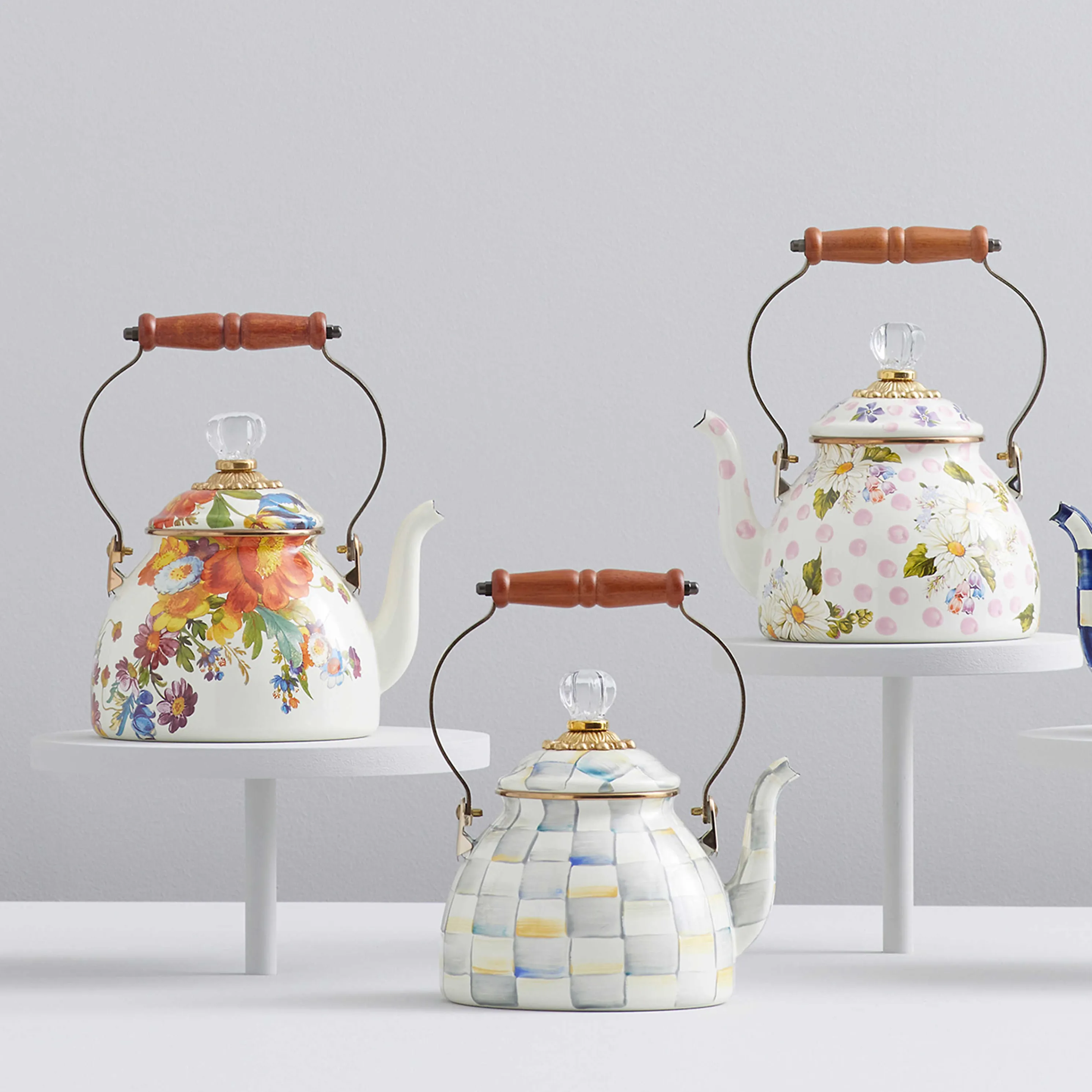 Sterling Check Enamel Tea Kettle - 2 Quart