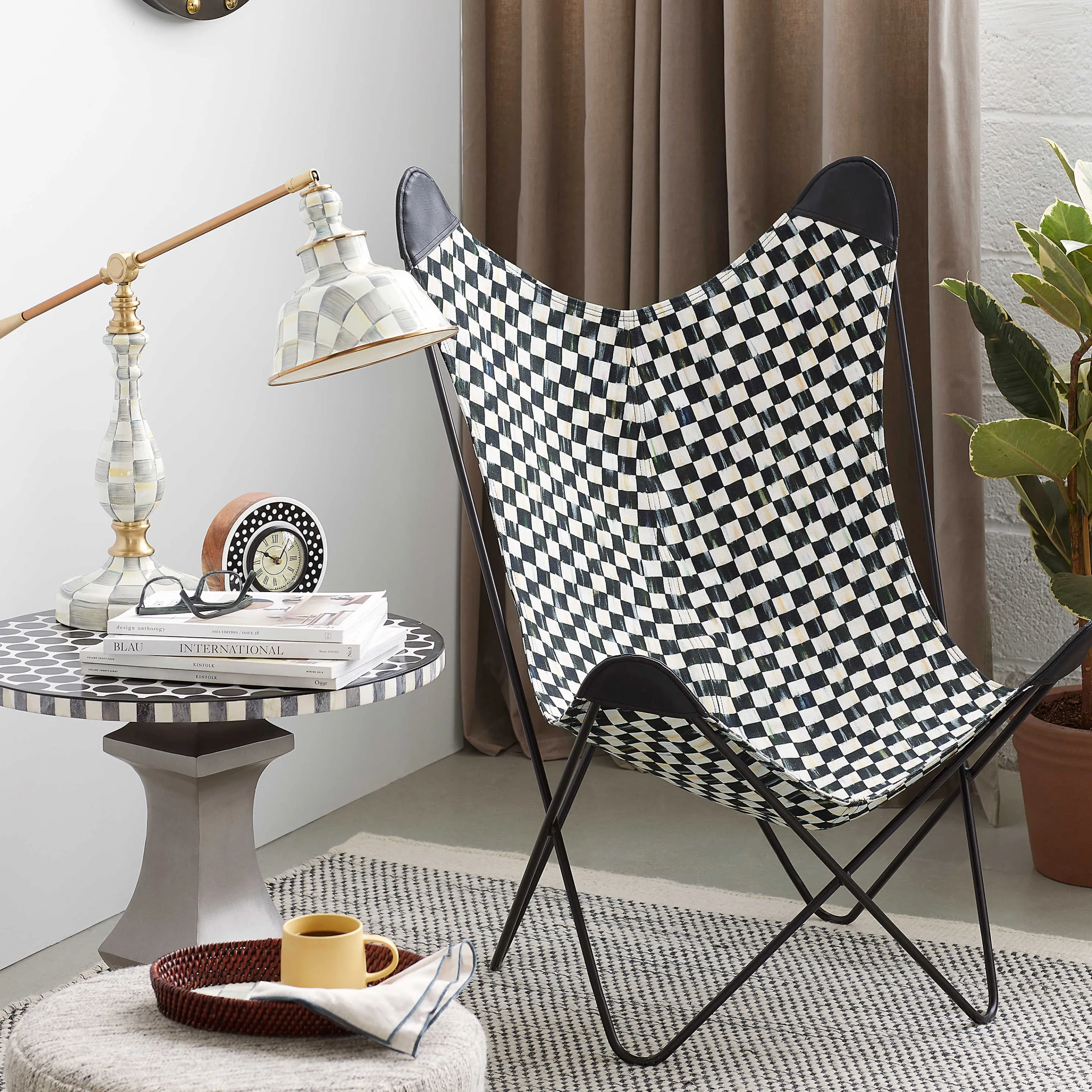 Sterling Check Enamelware Reading Table Lamp