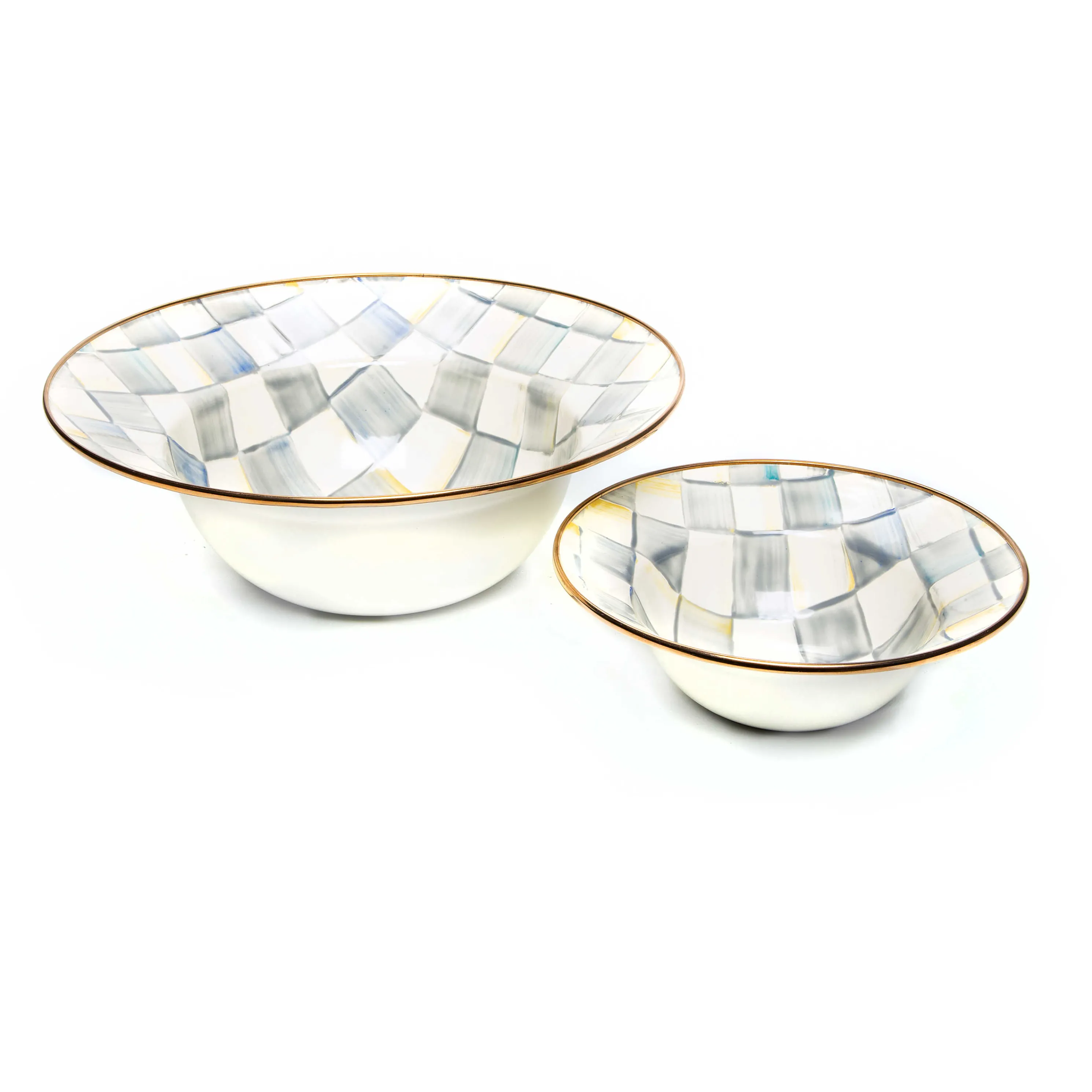 Sterling Check Enamel Serving Bowl