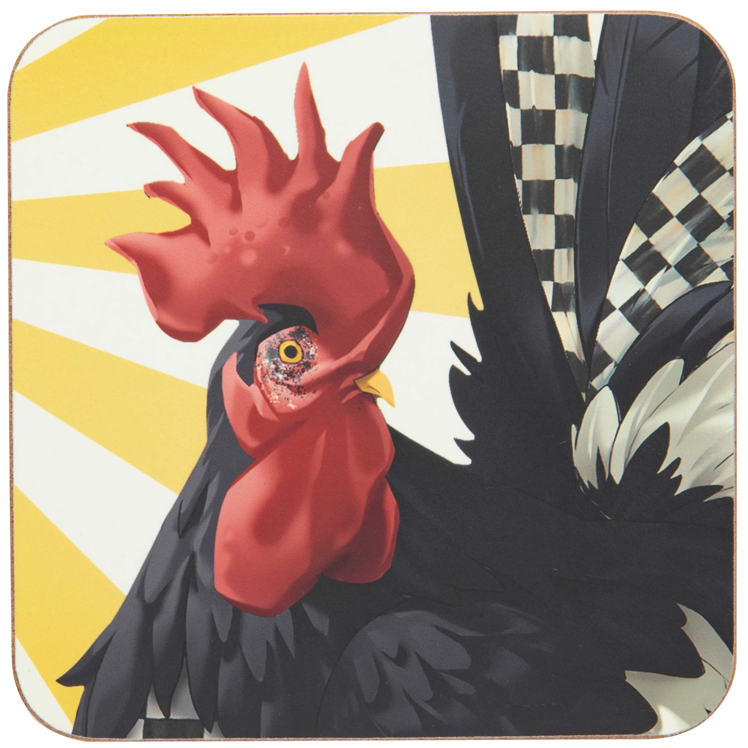 Sunrise Rooster Cork Back Coasters - Set Of 4