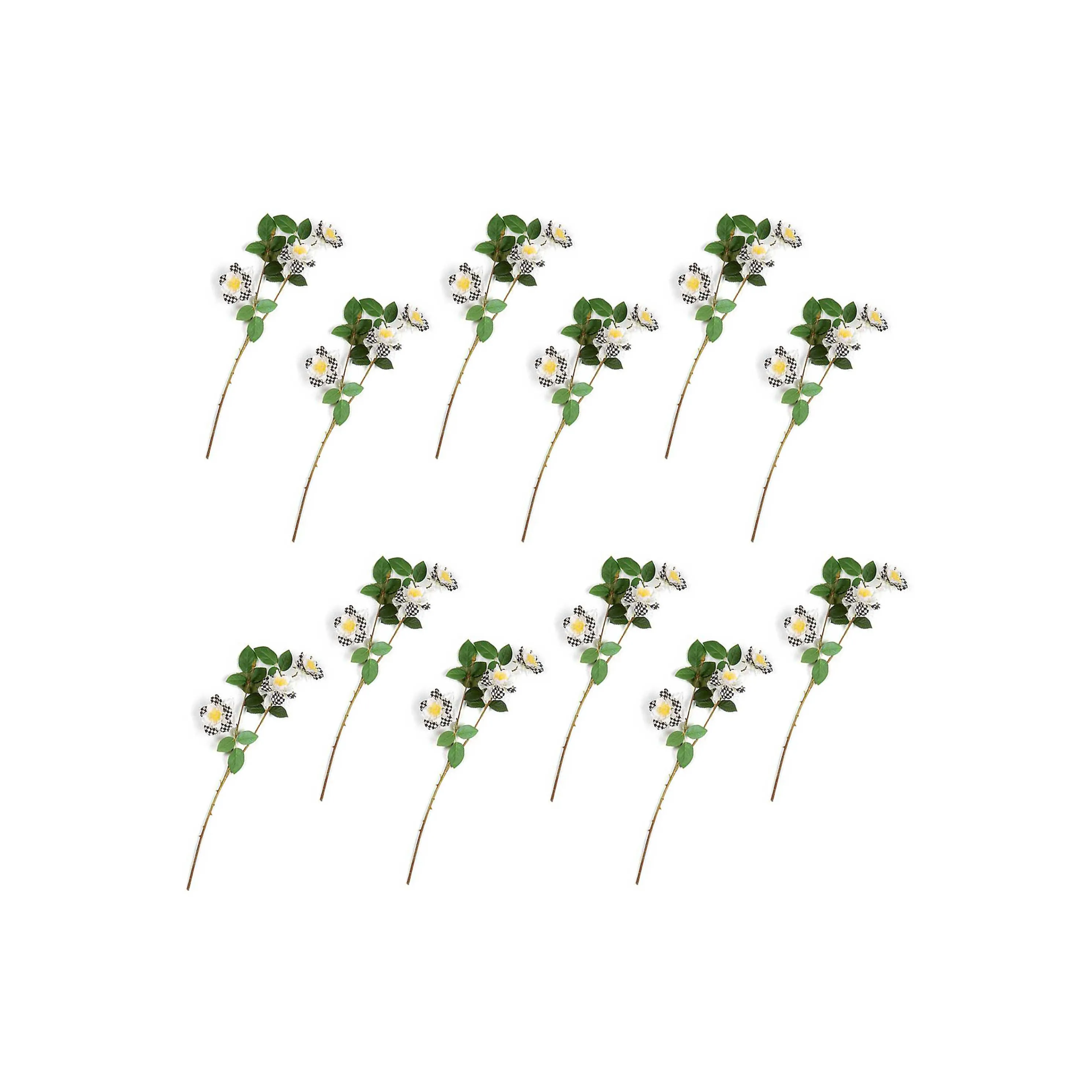 Wild Rose Spray Bouquet - Cream - Set Of 12