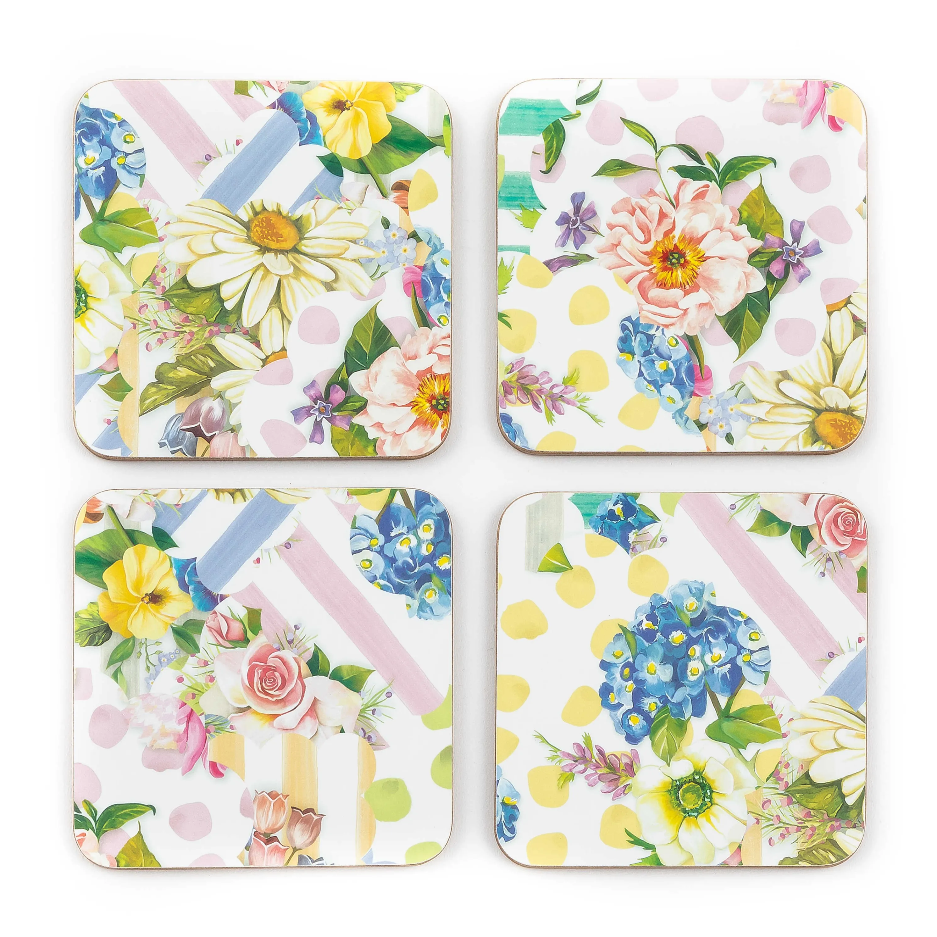 Wildflowers Cork Back Coasters - Set Of 4