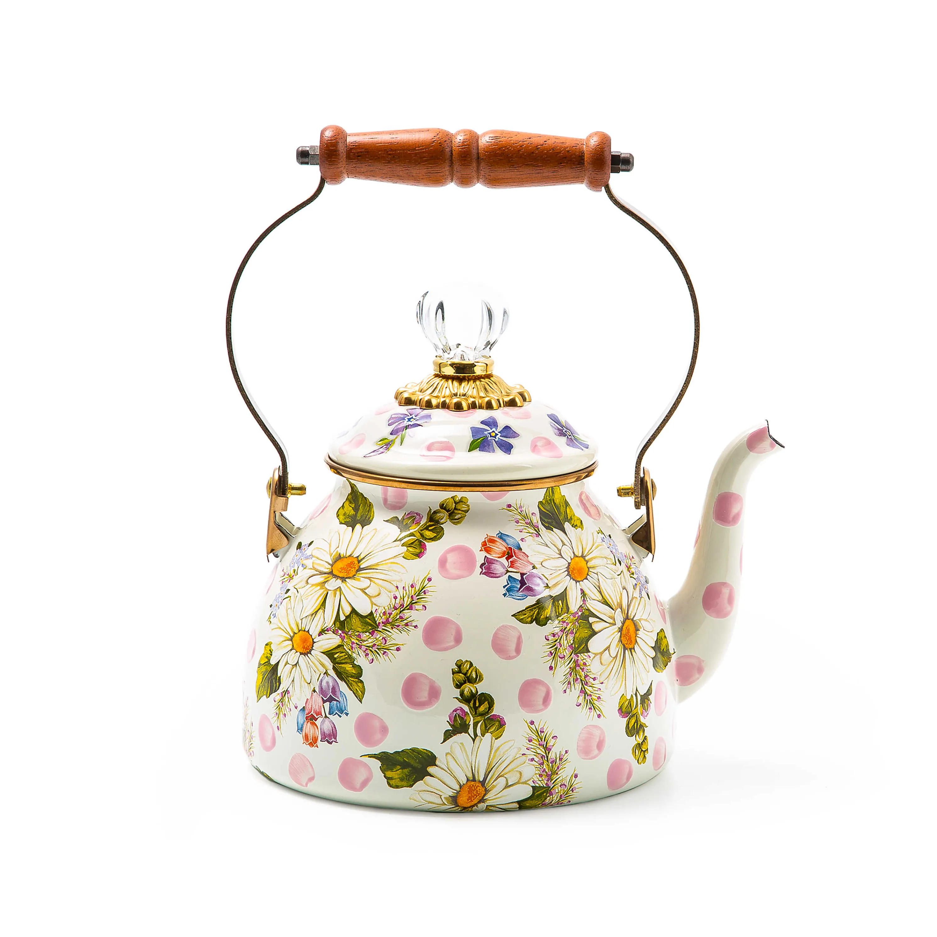 Wildflowers Enamel 2 Qt Tea Kettle - Pink