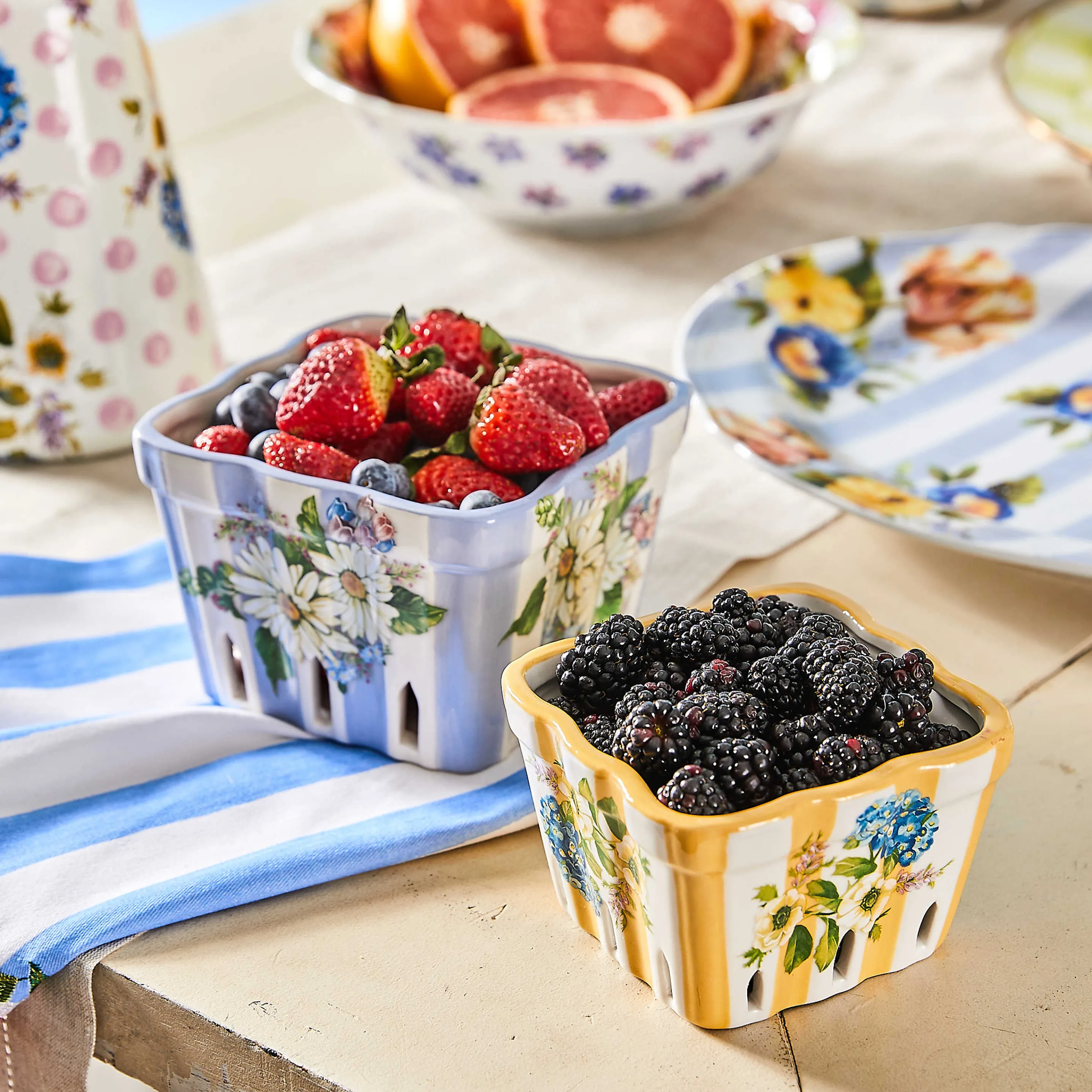 Wildflowers Small Berry Basket - Yellow